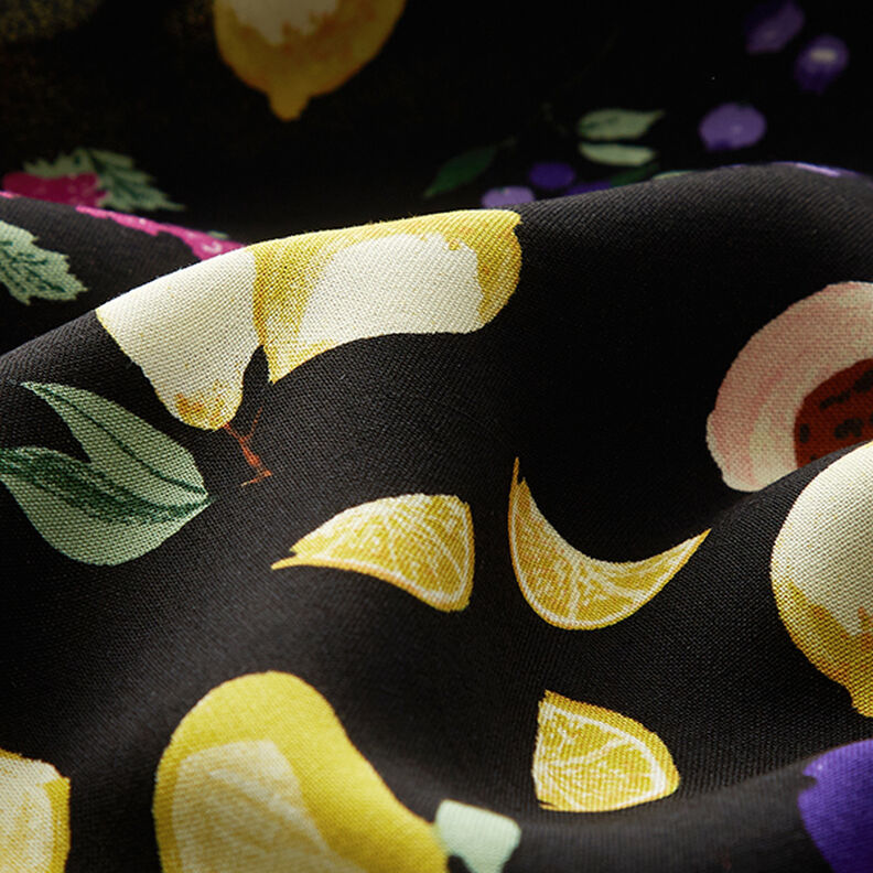 Tela viscosa frutas colores – negro,  image number 2
