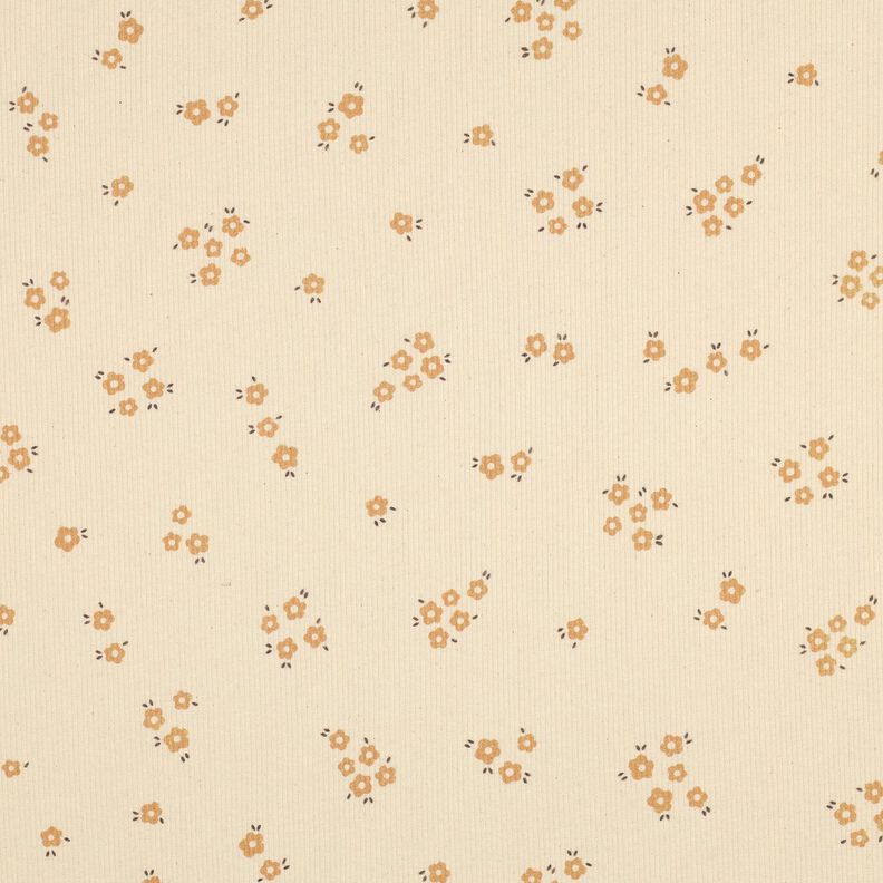 GOTS Jersey canelado Cama de flores | Poppy Fabrics &ndash; crema/marr&oacute;n avellana,  image number 1