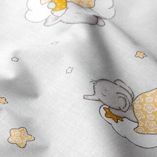 Tela de algodón Cretona  Elefante durmiente – gris/amarillo, 