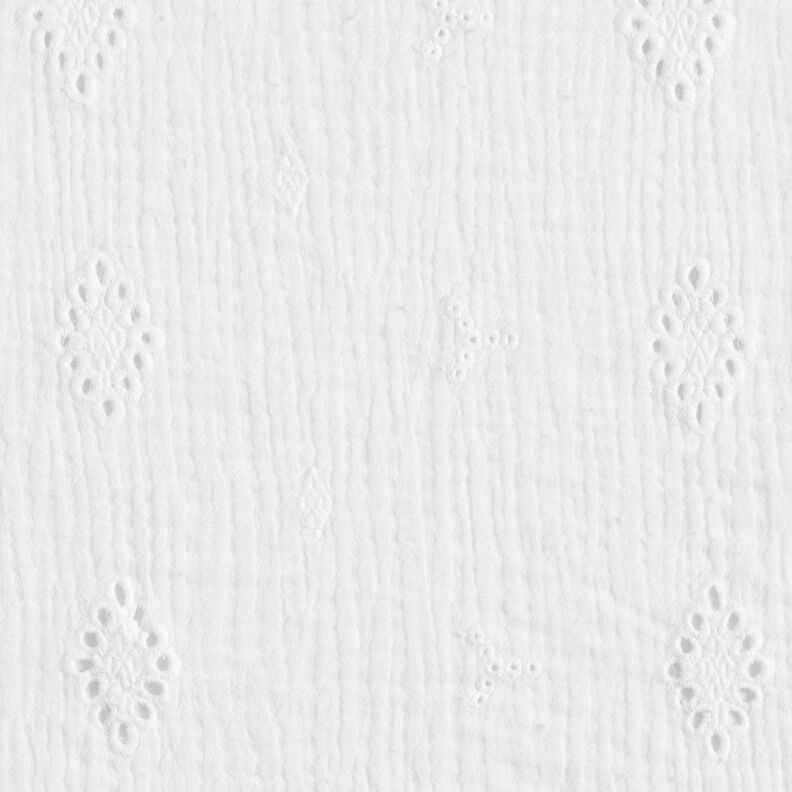 Muselina/doble arruga Bordado inglés Rombo – blanco,  image number 1