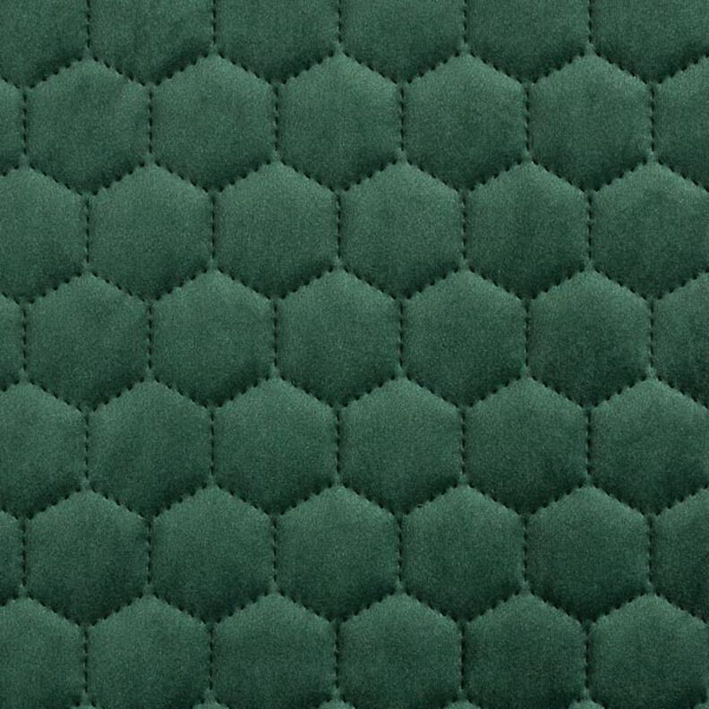 Tela de tapicería Terciopelo acolchado en diseño de panal – verde oscuro,  image number 1
