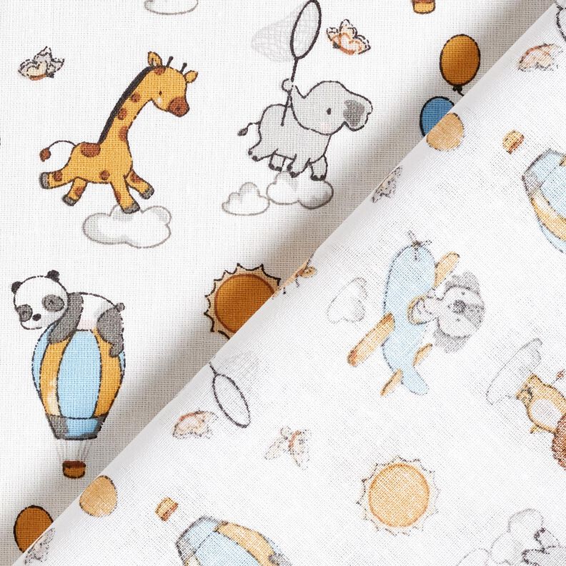 Popelina de algodón Animales bebés en las nubes – blanco,  image number 4