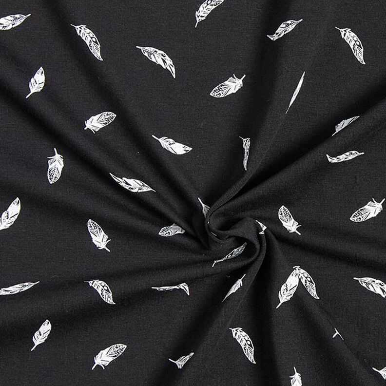 Tela de jersey de algodón Plumas – negro,  image number 3