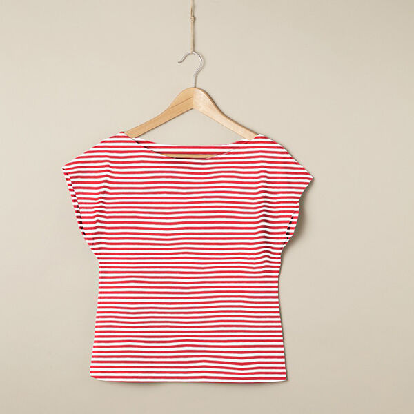 Tela de jersey de algodón Rayas delgadas – rojo/blanco,  image number 6