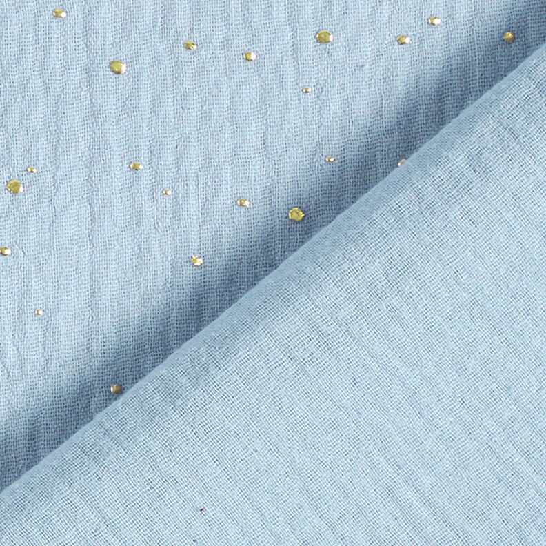 Muselina de algodón con manchas doradas dispersas – azul claro/dorado,  image number 4