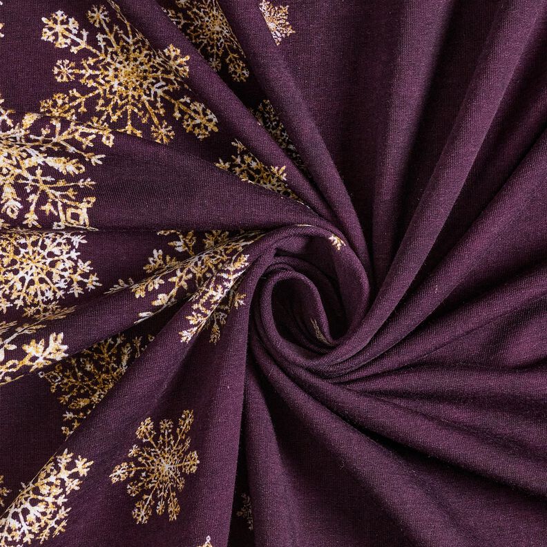 Felpa francesa veraniega Flores de hielo Tela ribeteada | Glitzerp&uuml;ppi &ndash; berenjena/oro antiguo,  image number 3
