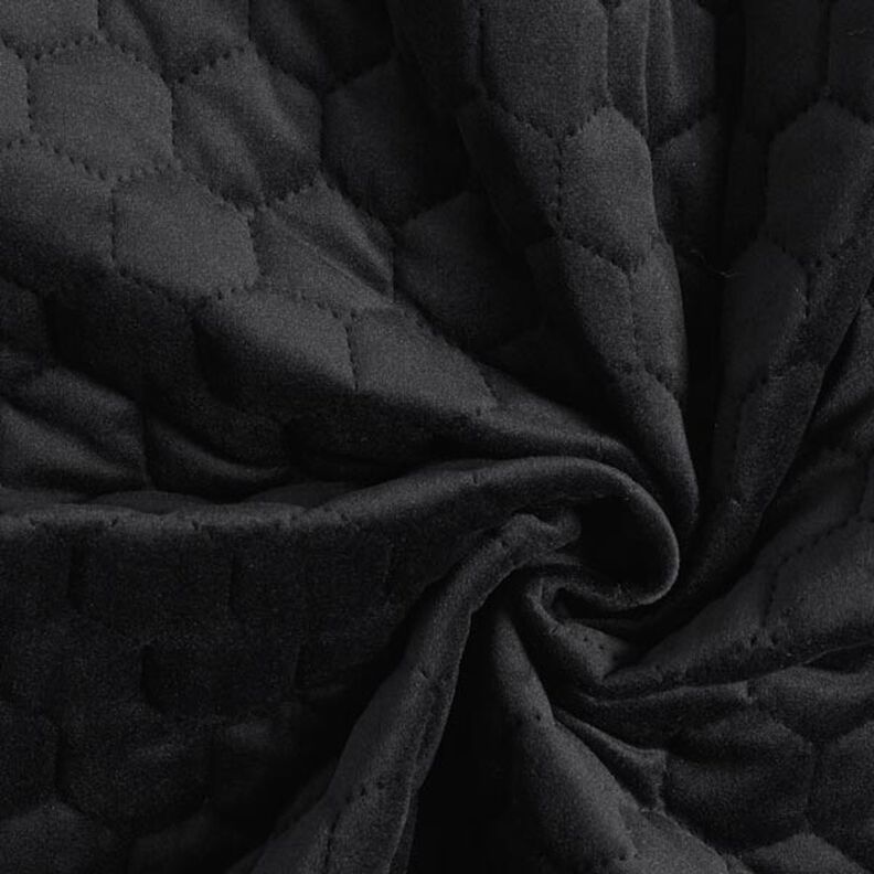 Tela de tapicería Terciopelo acolchado en diseño de panal – negro,  image number 5