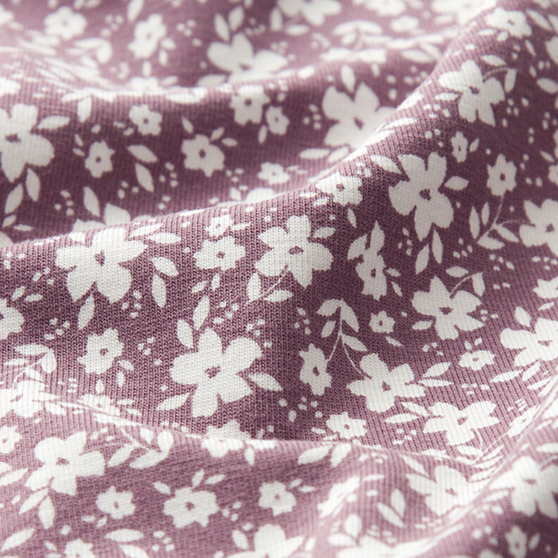Tela de jersey de algodón Flores bicolor  – rosa viejo oscuro,  image number 2