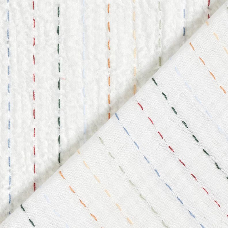 Muselina/doble arruga Telas a rayas de colores – blanco lana,  image number 4
