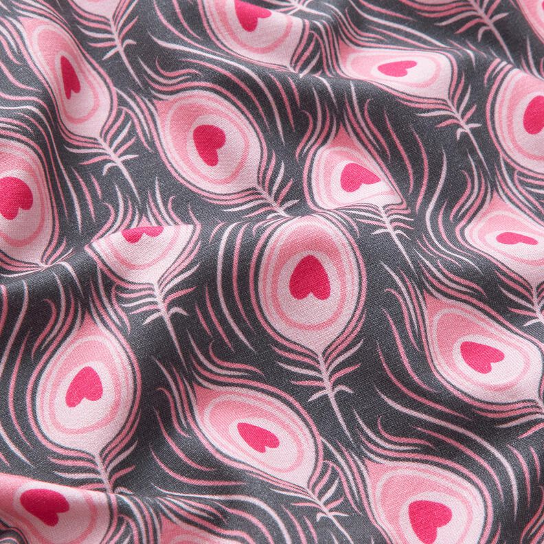 Tela de jersey de algodón Pavo | Stoff&Liebe – gris pizarra/rosa intenso,  image number 2