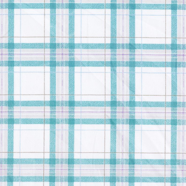 Tela de algodón tartán – blanco/turquesa,  image number 1