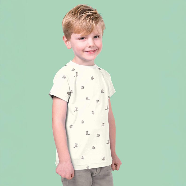 GOTS Tela de jersey de algodón Mapaches bonitos Impresión digital – marfil,  image number 7