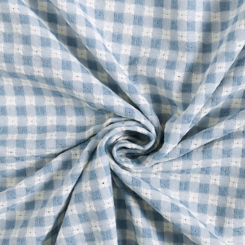 Tela de algodón con estructura a cuadros – blanco/azul claro,  image number 4
