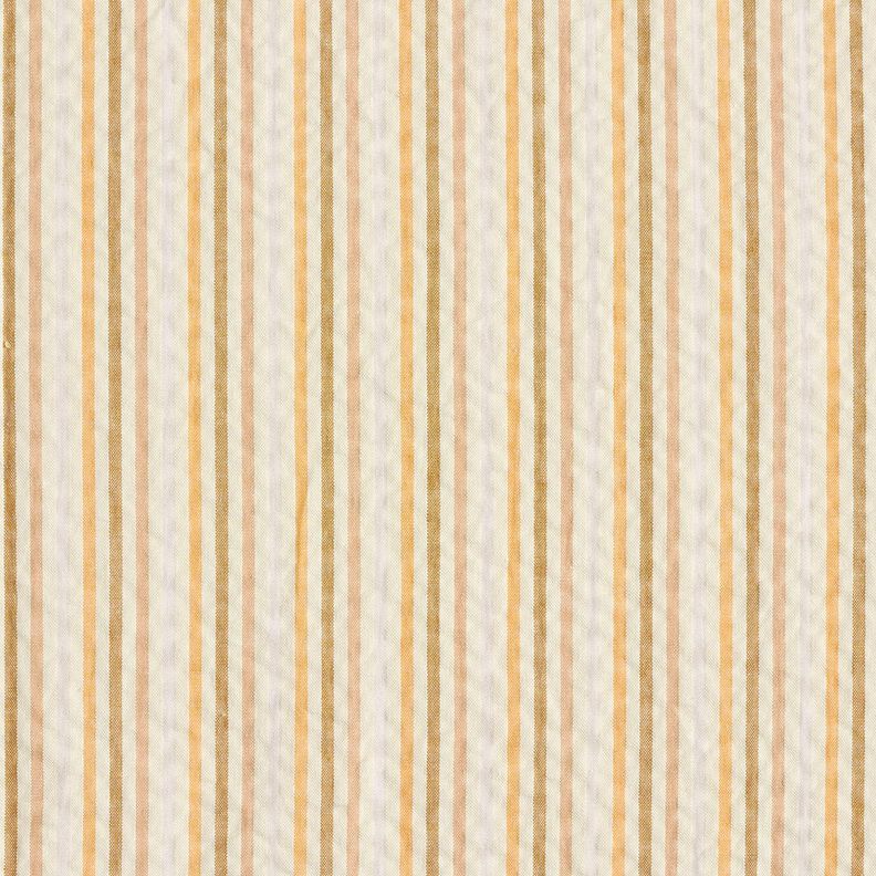Tela Seersucker Algodón Mezcla de rayas – albaricoque/blanco lana,  image number 1