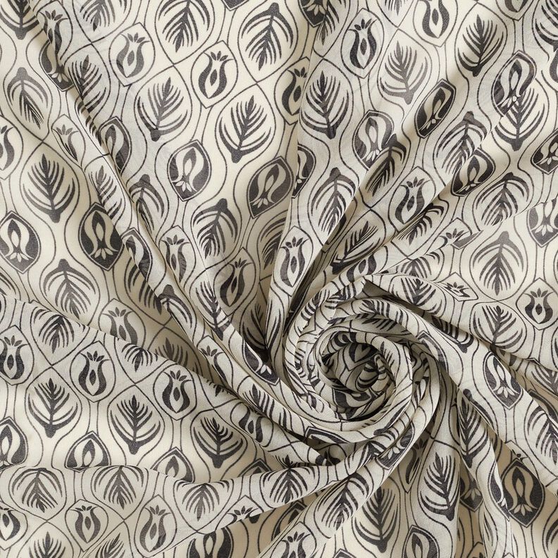 Gasa con patr&oacute;n art d&eacute;co &ndash; negro/blanco,  image number 3