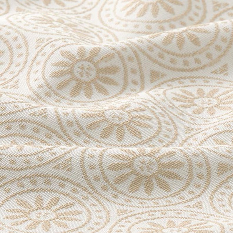 Telas para exteriores Jacquard Adornos círculos – beige/blanco lana,  image number 2