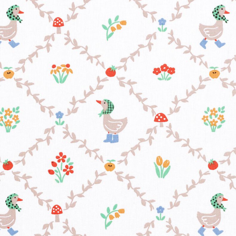 Popelina de algodón Casa de campo gansos – marfil/beige oscuro,  image number 1