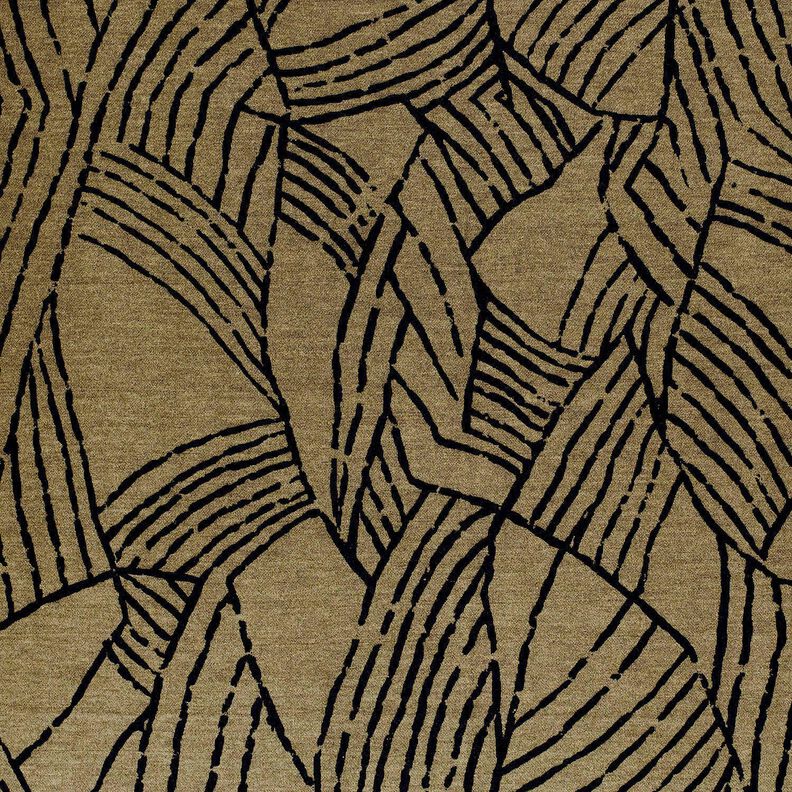 Tela de jersey romaní Hojas abstractas – oliva oscuro/negro,  image number 1