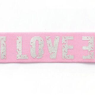 Cinta de goma Love [ 4,7 cm ] – rosa/plateado, 