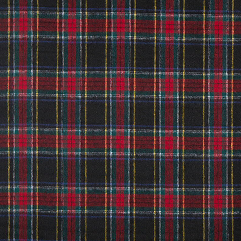 Tela de lana virgen para abrigo a cuadros escoceses – negro/rojo,  image number 1