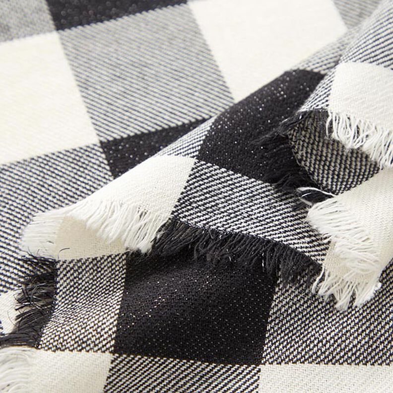 Tela de algodón cuadros lúrex – negro/blanco,  image number 3