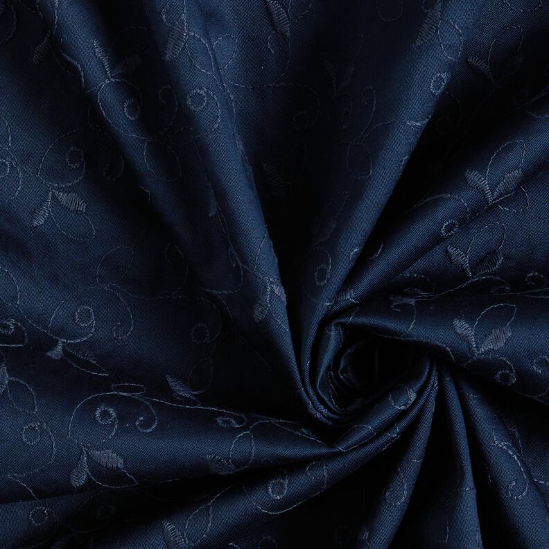 Tela de gabardina elástica con zarcillos – azul marino,  image number 3