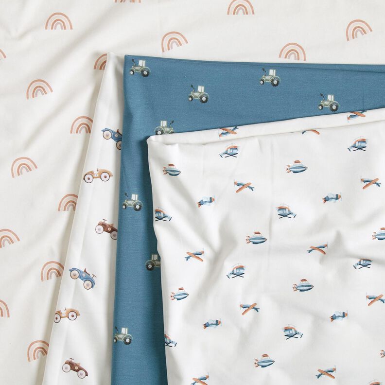 GOTS Tela de jersey de algodón Tractor Impresión digital – azul vaquero,  image number 5