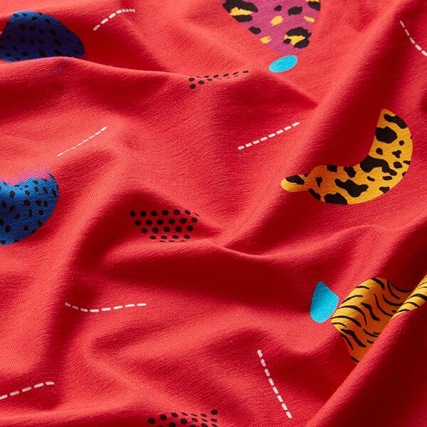 Tela de jersey de algodón Frutas animales | DIY Eule – rojo – Muestra,  image number 2