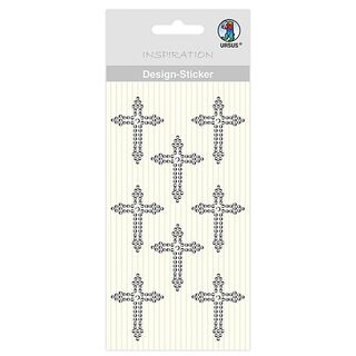 Pegatina con diseño de cruz [ 8 Unidad ] – plateado metálica, 