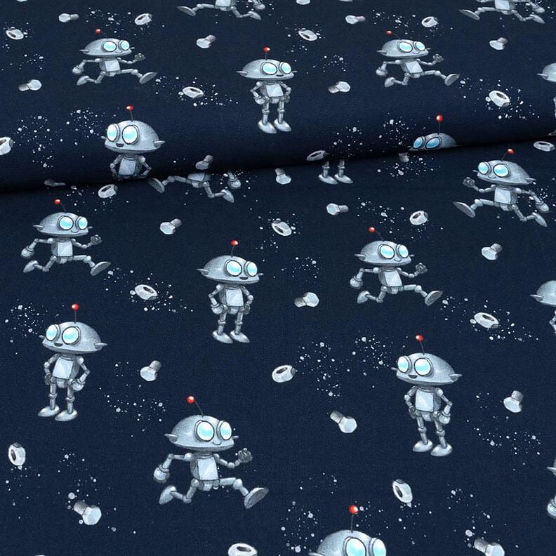 Tela de jersey de algodón Robots | Glitzerpüppi – azul marino,  image number 2
