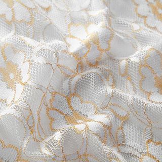 Encaje Adorno floral – blanco/dorado, 