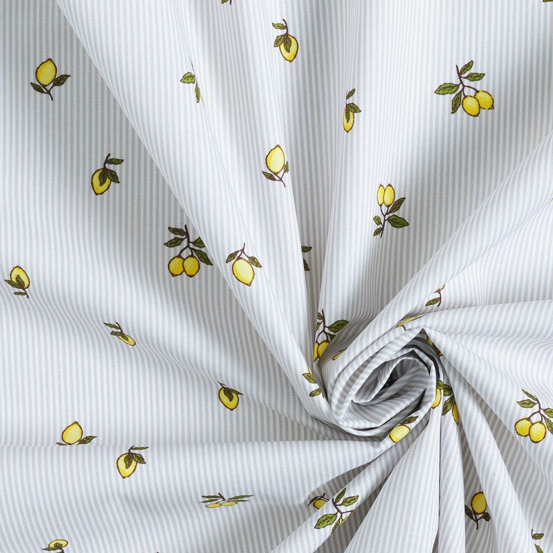 Tela de algodón Limones y rayas – blanco lana/marrón claro,  image number 3