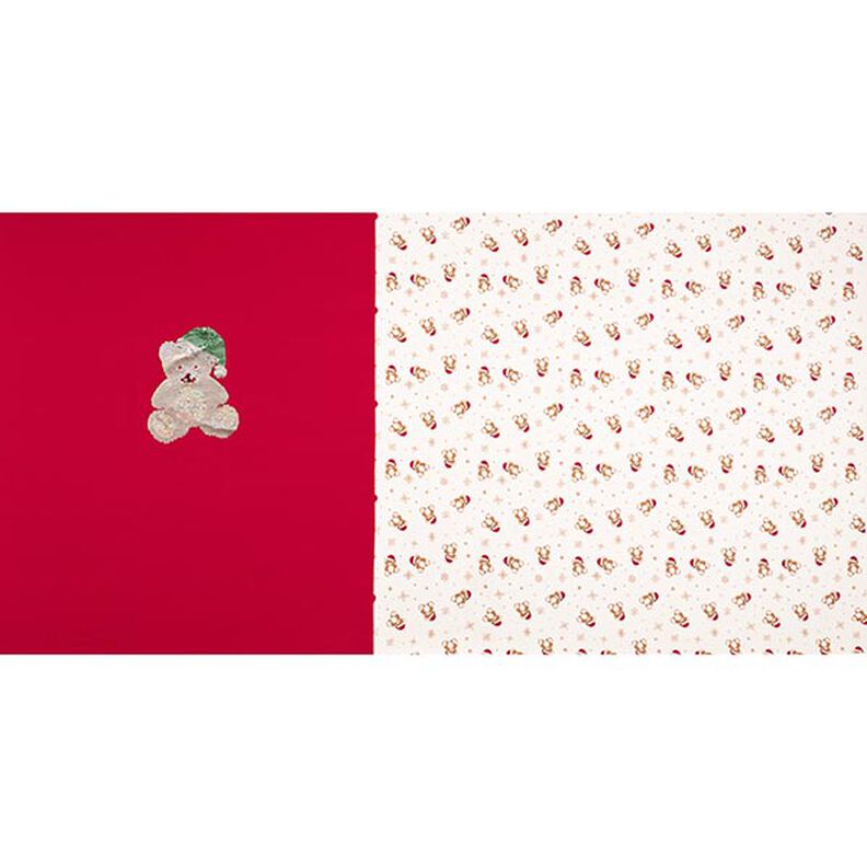 Panel Felpa francesa veraniega Peluche navideño – blanco lana/rojo,  image number 1