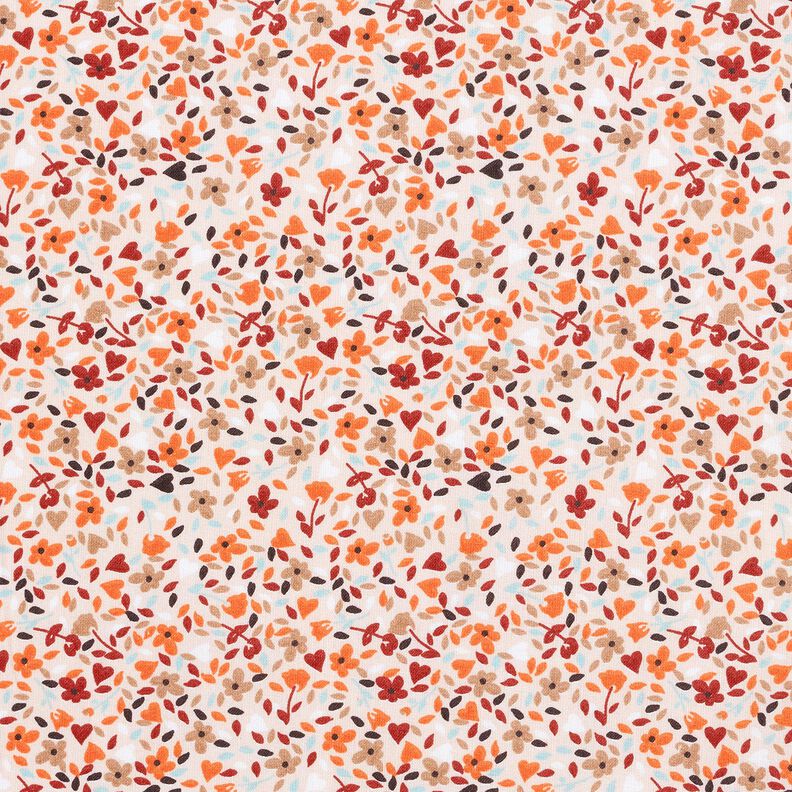 Tela de algodón Cretona Flores dispersas – rosado/naranja melocotón,  image number 1