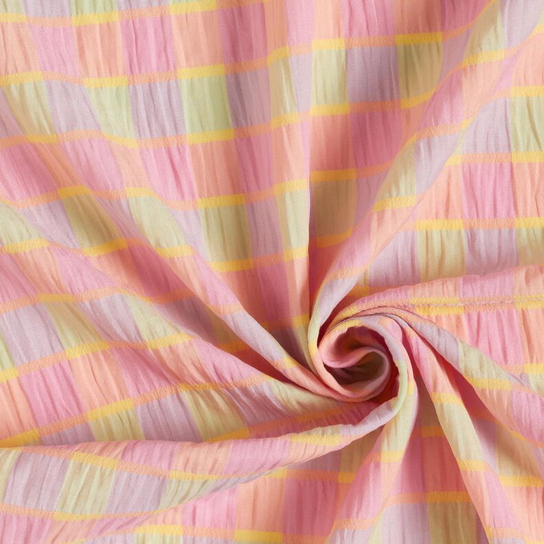 Tela Seersucker Cuadrados coloridos – rosa oscuro/amarillo limón,  image number 3