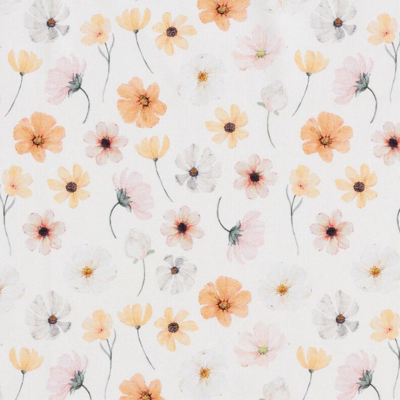 GOTS Tela de jersey de algodón Prado con flores Impresión digital – beige,  image number 1