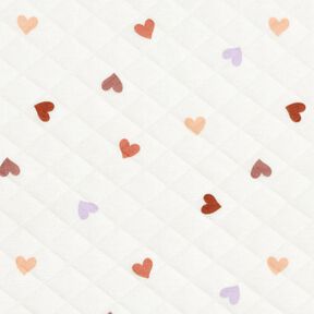 Tela de doble cara Tela de jersey Corazones de colores – marfil, 