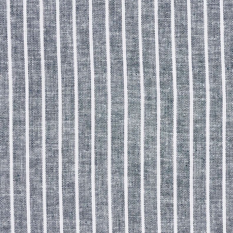 Mezcla de lino y algodón Rayas anchas – azul noche/blanco,  image number 1
