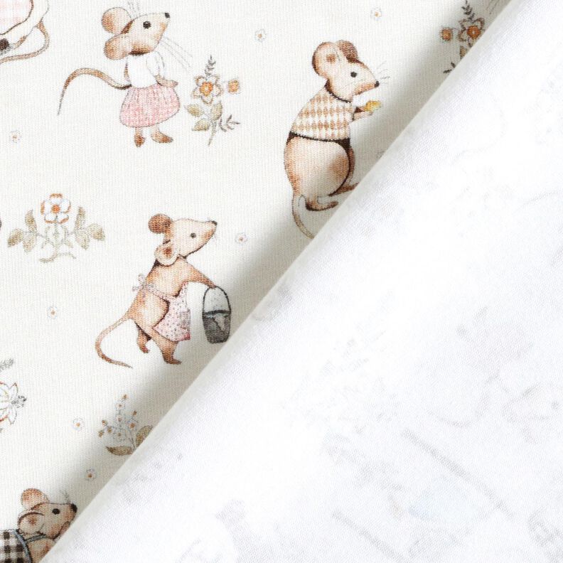 Tela de jersey de algod&oacute;n Familia de ratones Impresi&oacute;n digital &ndash; blanco lana,  image number 4