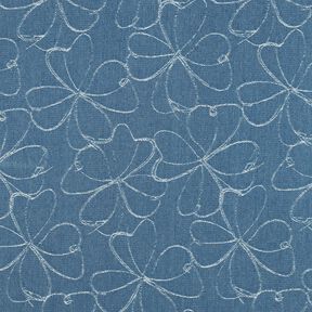 Vaquero Jacquard Flores | Poppy Fabrics – azul vaquero, 