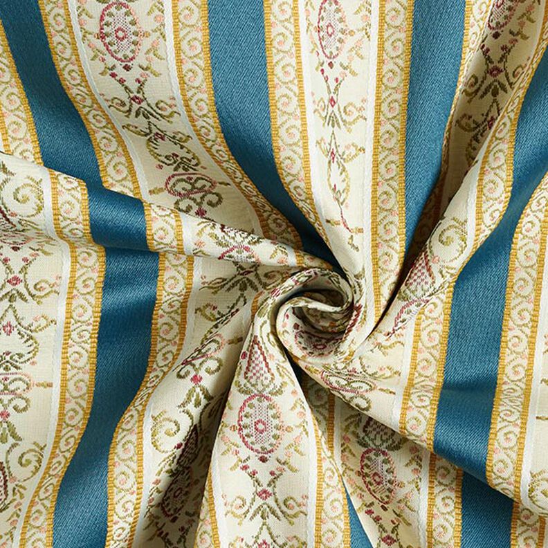 Tela de tapicería jacquard Rayas Biedermeier – crema/azul,  image number 4