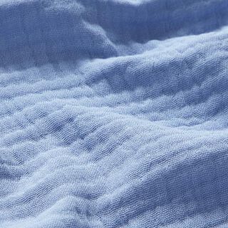 GOTS Muselina de algodón de tres capas – azul metálico | Retazo 50cm, 