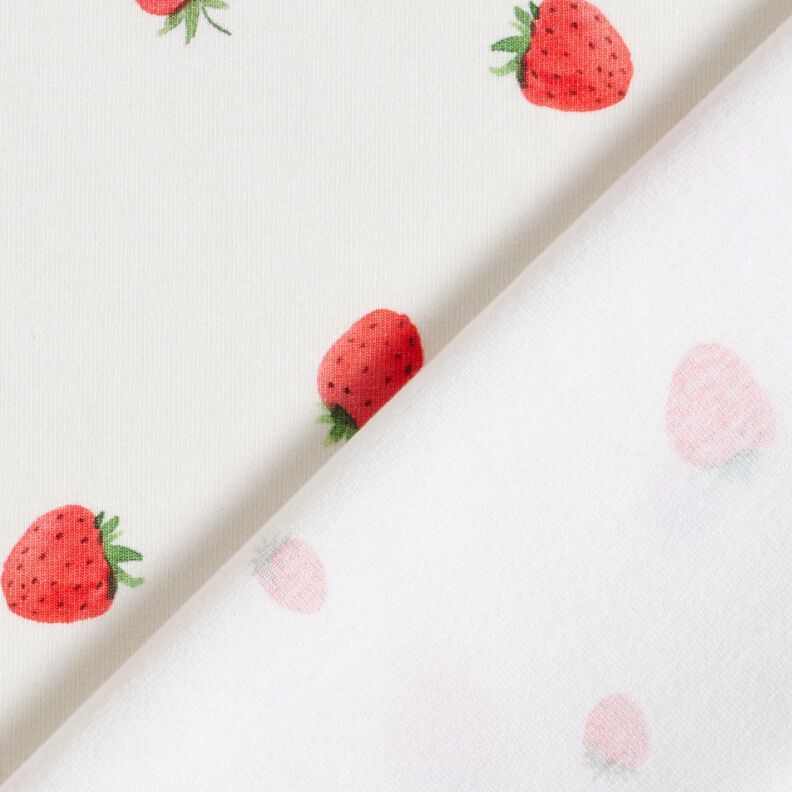GOTS Tela de jersey de algodón Fresas acuarelas Impresión digital – marfil,  image number 4