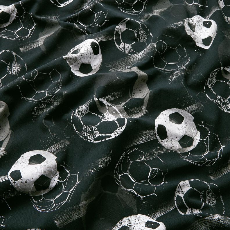 Tela de jersey de algodón Goles de fútbol | Glitzerpüppi – negro/gris,  image number 1