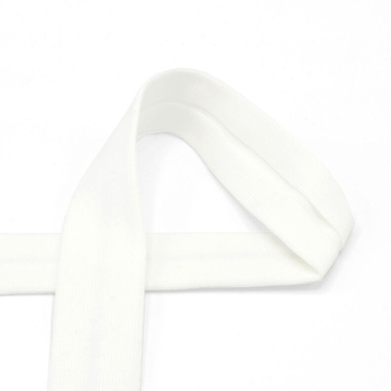 Cinta al biés Tela de jersey de algodón [20 mm] – blanco lana,  image number 1