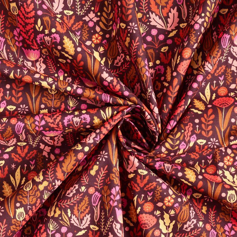 Tela de algodón Cretona Flores silvestres – merlot/púrpura,  image number 3
