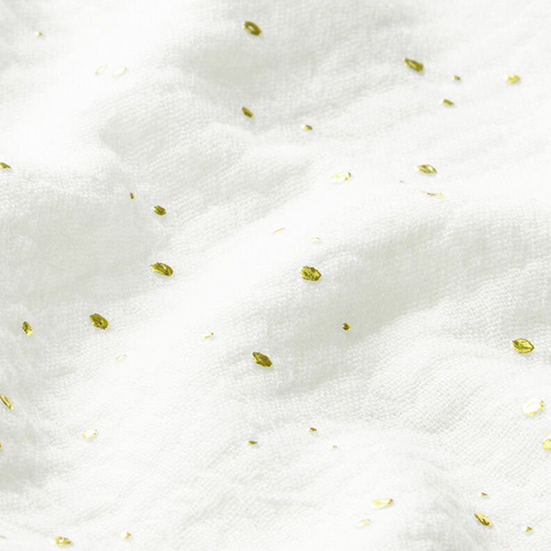 Muselina de algodón con manchas doradas dispersas – blanco/dorado,  image number 2