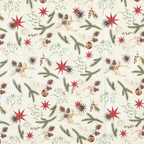 Tela decorativa Jacquard Lúrex Ramas de abeto – naturaleza/dorado, 