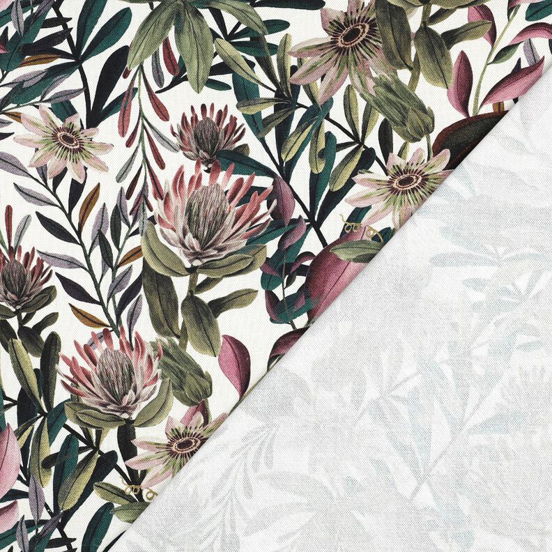 Tela decorativa Lona Flores adornadas &ndash; marfil/pino oscuro,  image number 4