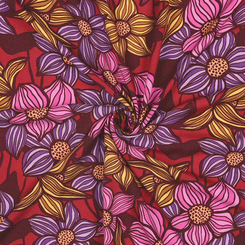 LENZING&trade; EcoVero&trade; Tela de viscosa Flores | Poppy Fabrics &ndash; merlot/albaricoque,  image number 3
